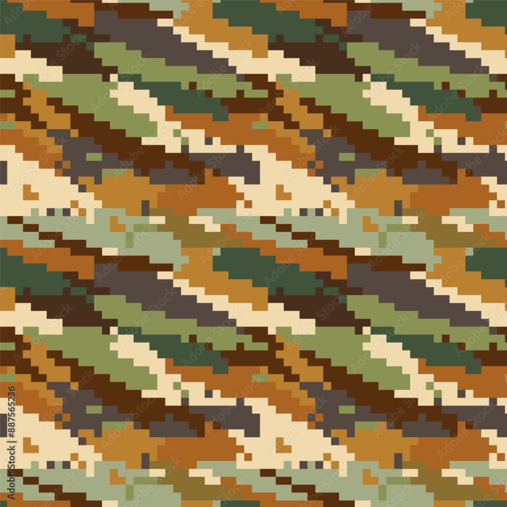 Fototapeta premium Camouflage pixel pattern for hunting. Military texture. Abstract army background for cloths