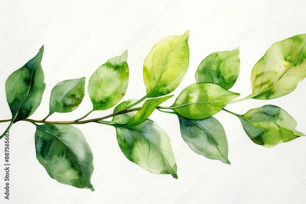 Fototapeta premium Watercolor Botanical Leaf Painting