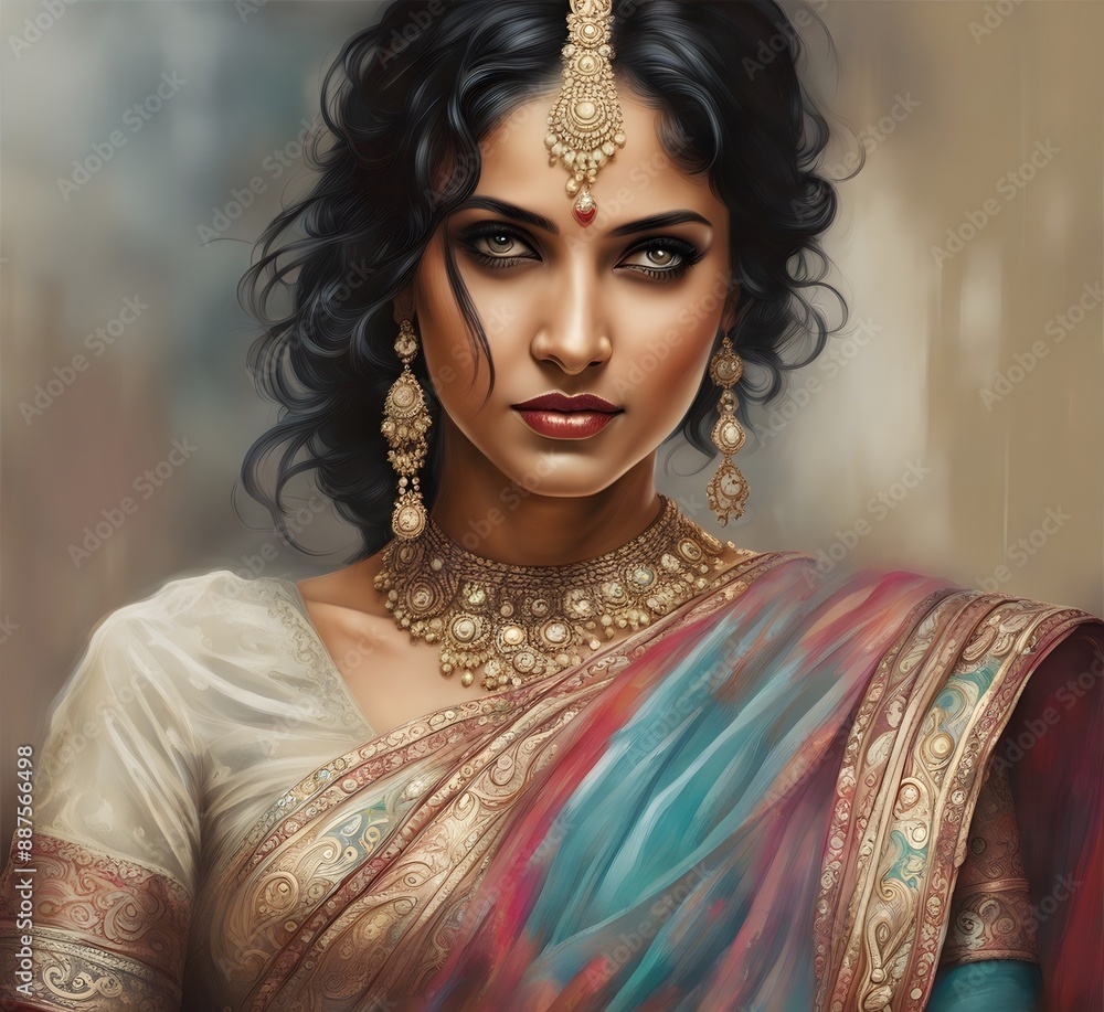 portrait of a Indian woman illustration art portrait of a Indian woman illustration art