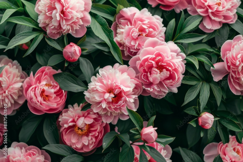 Beautiful pink peonies in full bloom Beautiful pink peonies in full bloom
