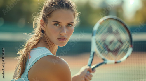 Tennis player woman, shoelace and ready for game, training or exercise sneakers in development, sports or focus. Sport expert, girl athlete and professional shoes with tennis ball, racket and goals