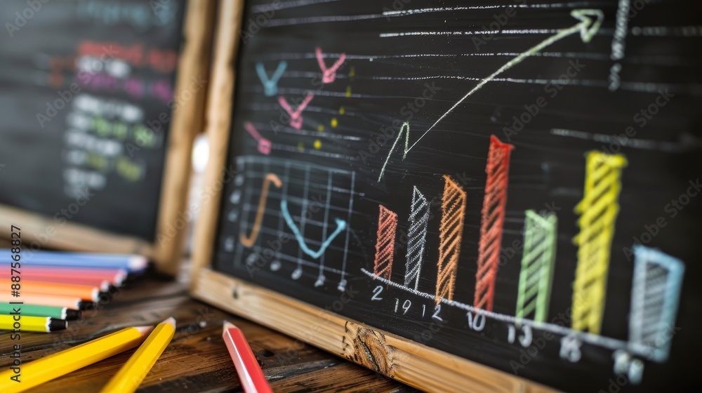 Colorful Charts on a Blackboard - A close-up shot of a chalkboard with ...