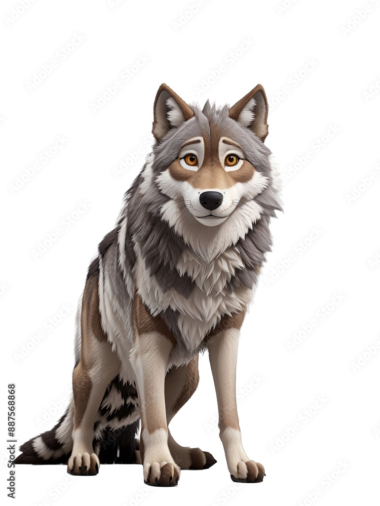 Fototapeta premium 3d animation wolf on white