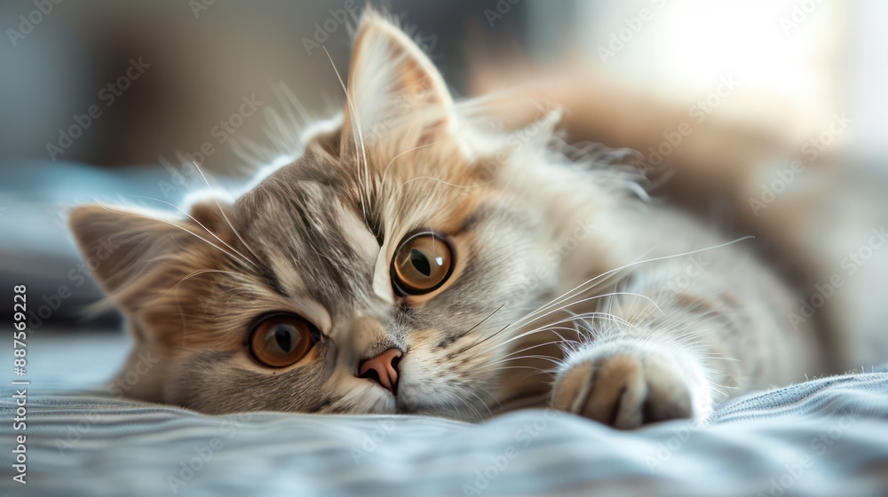 A cute Persian cat, lying down A cute Persian cat, lying down