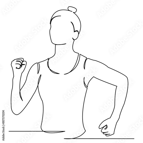 Wallpaper Mural continuous single drawn one line girl athlete runs hand-drawn picture silhouette. Line art. Doodle Torontodigital.ca