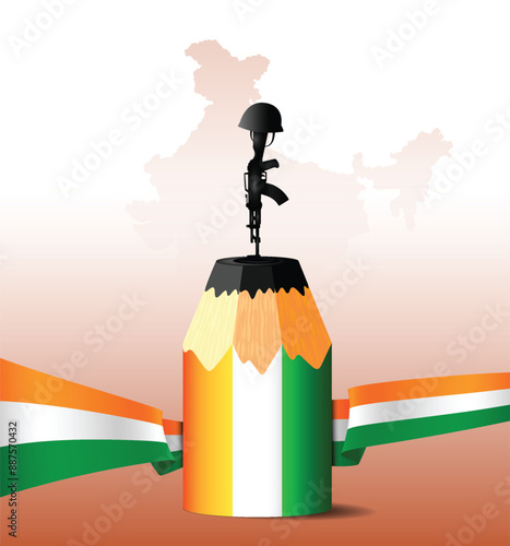 Creative pencil statue vector illustration of Indian army day and events. 