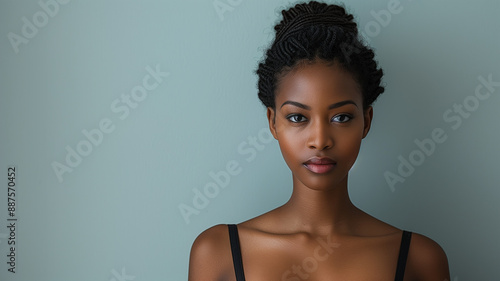 Black woman with braids in a minimalist fashion portrait