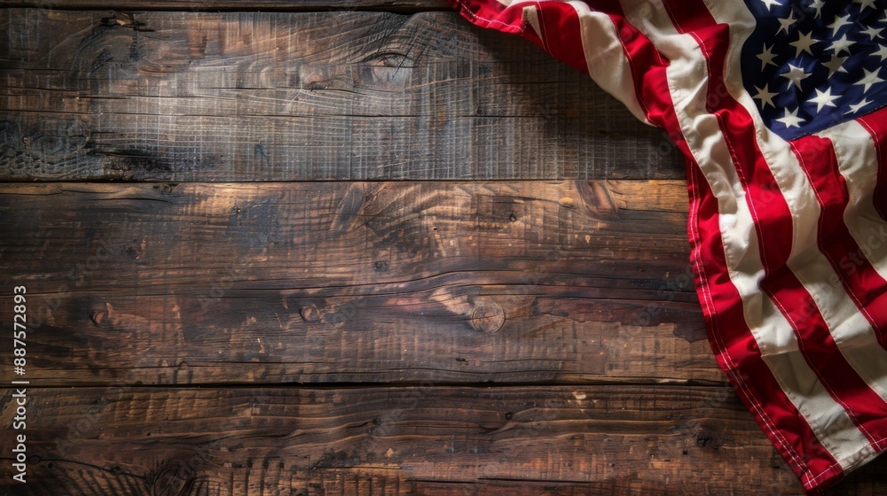 Obraz premium American flag on a rustic wooden background