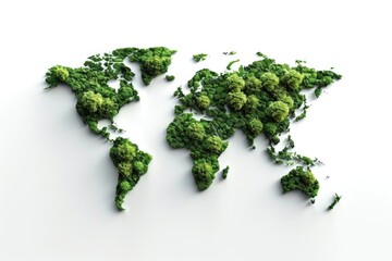 3D green world map symbolizes Earth and environment conservation.