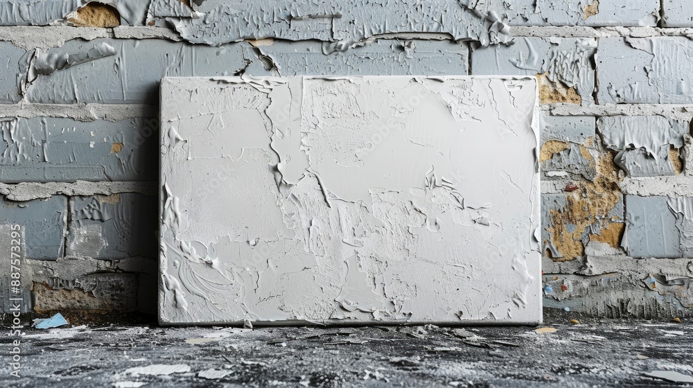 Naklejka premium Blank Canvas Against A Gray Brick Wall, Modern And Minimalist, High Quality Background