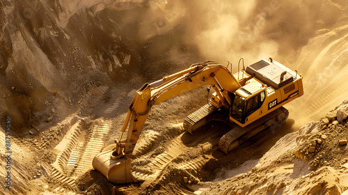 cat excavator working on sand