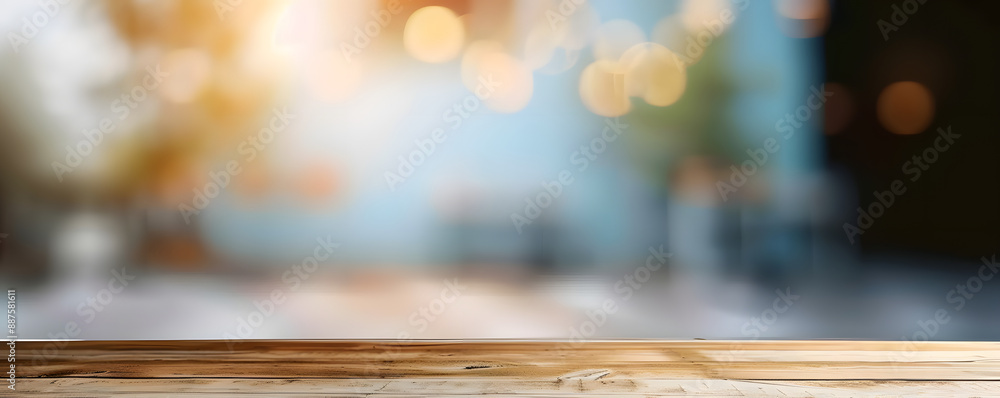 Wooden table top on blur background - can be used for display or montage your products. Wooden table top on blur background - can be used for display or montage your products.