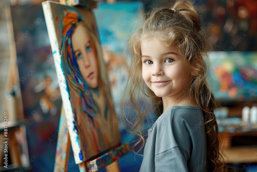 Child painting, kid activity art class. Child painting, kid activity art class.