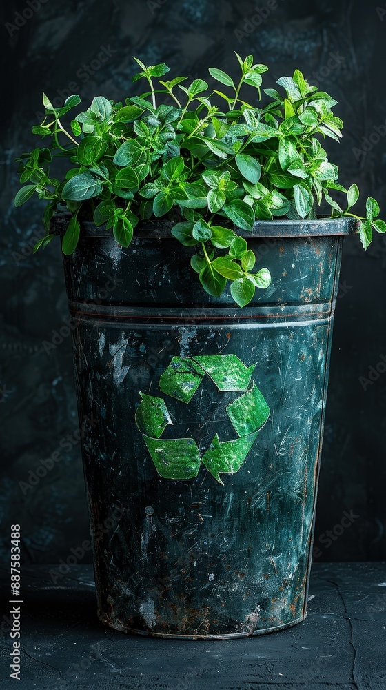 Photography of environment-friendly reuse concept, normal angle shot, vibrant green background, simplicity in design Photography of environment-friendly reuse concept, normal angle shot, vibrant green background, simplicity in design