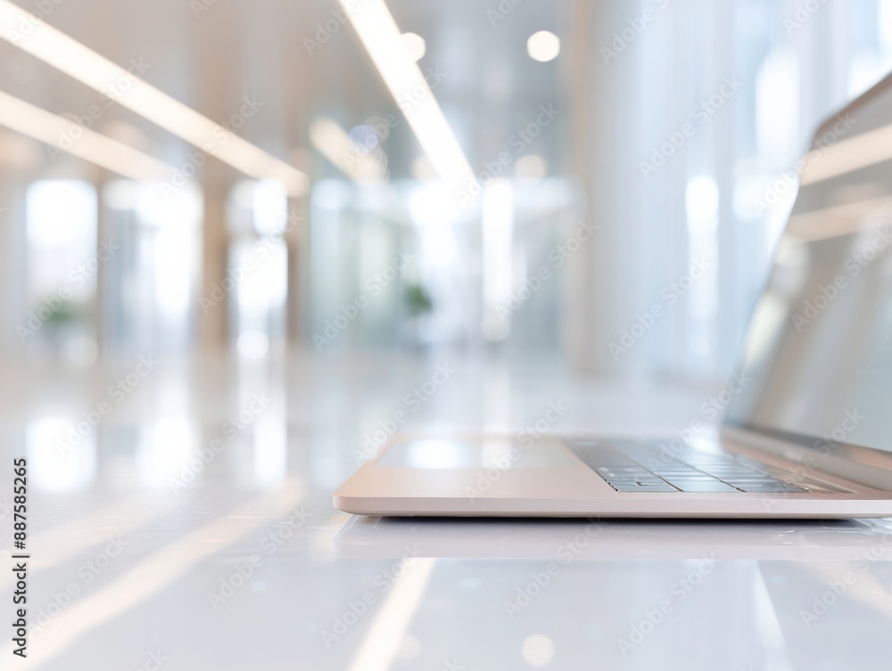 Modern Web Interface Design in Light Office Space, Featuring Glassmorphic Style and Transparent Elements Modern Web Interface Design in Light Office Space, Featuring Glassmorphic Style and Transparent Elements