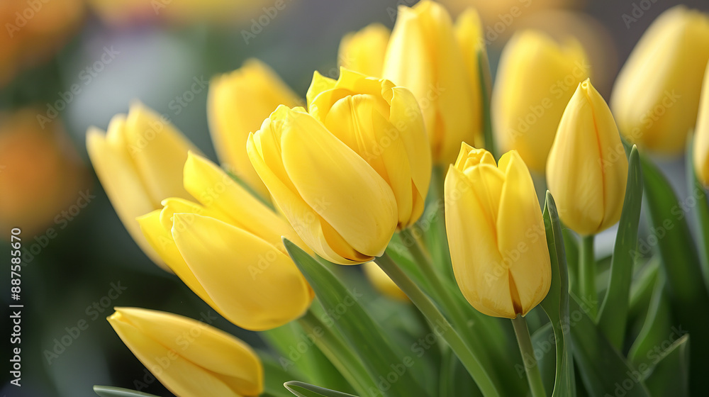 Spring holidays begin with lovely yellow tulips, their vibrant petals symbolizing renewal and joy Spring holidays begin with lovely yellow tulips, their vibrant petals symbolizing renewal and joy