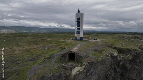 Faro de Punta Frouxeira en Meiras Valdoviño a vista de drone photo