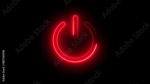 Neon power reset button sign animation.