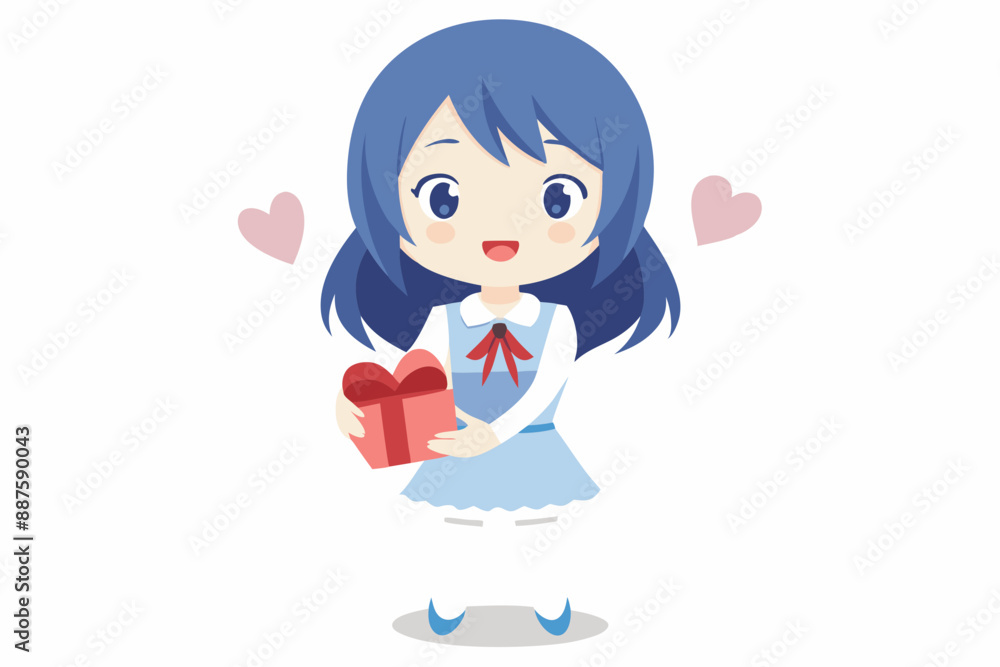 lovely anime girl with heart shape vector illustration lovely anime girl with heart shape vector illustration