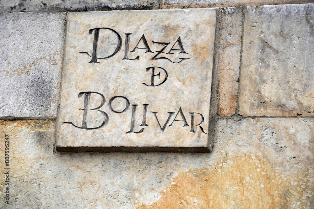 bogota Colombia street sign Plaza (Place) de Bolivar bogota Colombia street sign Plaza (Place) de Bolivar