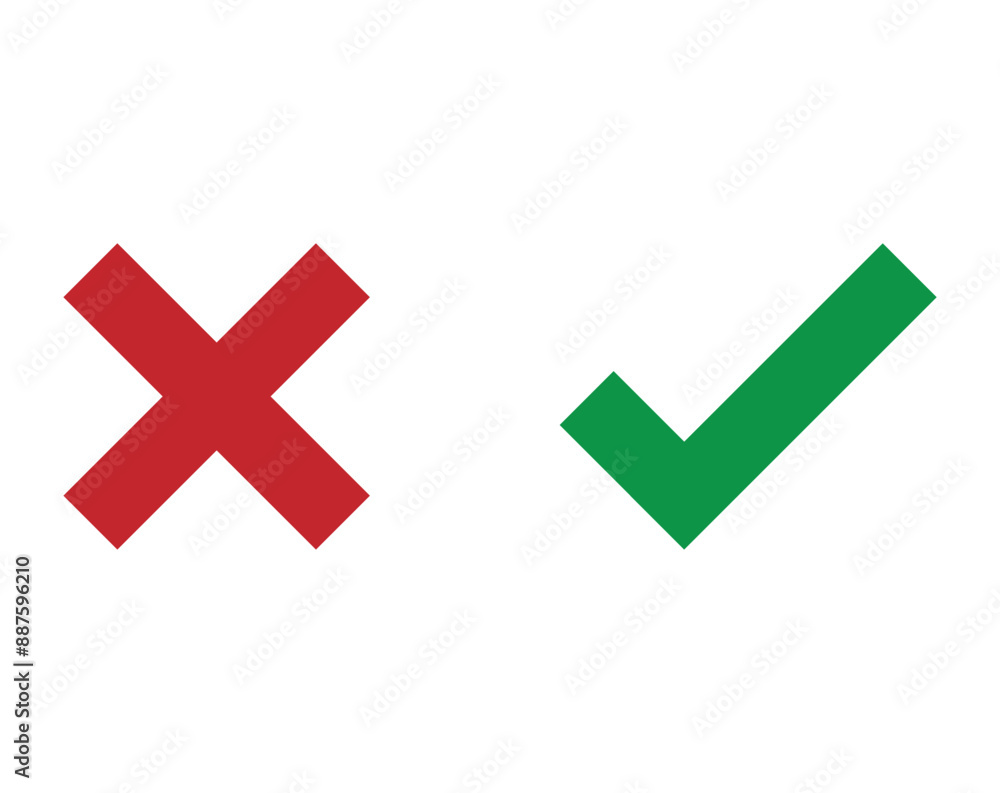 check mark and cross icons, yes or no buttons check mark and cross icons, yes or no buttons