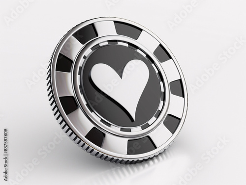a black and white poker chip
