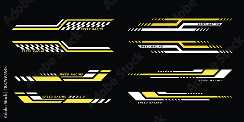 Decal stripes. Speed lines, Sports stripes, racing tuning strips and car sticker vector set. Vector illustration 