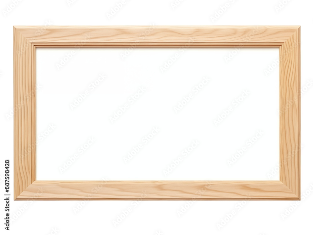 horizontal light wooden frame with a white empty center instead of a photo. mockup horizontal light wooden frame with a white empty center instead of a photo. mockup