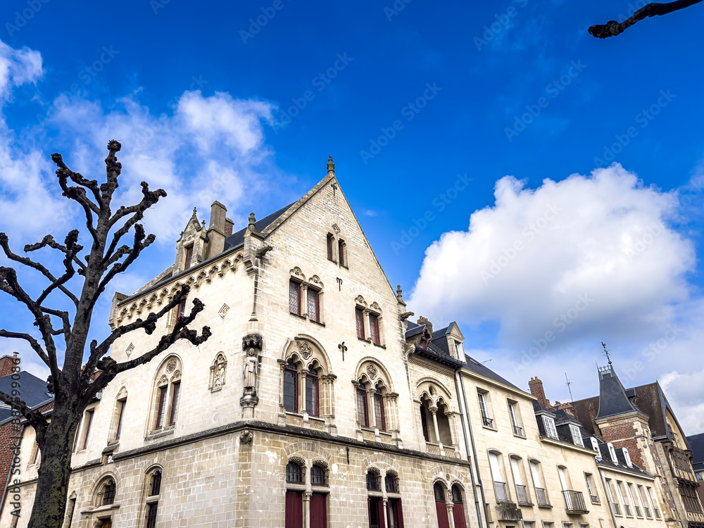 Fototapeta premium Antique building view in Amiens, France