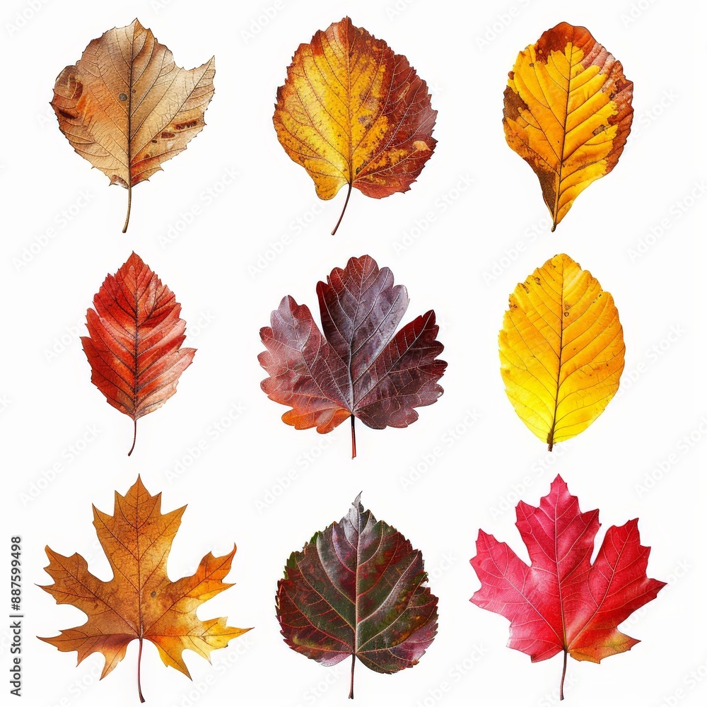 Vibrant Autumn Leaves Border Isolated on White Background - Seasonal Foliage Design Element for Fall Decor Vibrant Autumn Leaves Border Isolated on White Background - Seasonal Foliage Design Element for Fall Decor