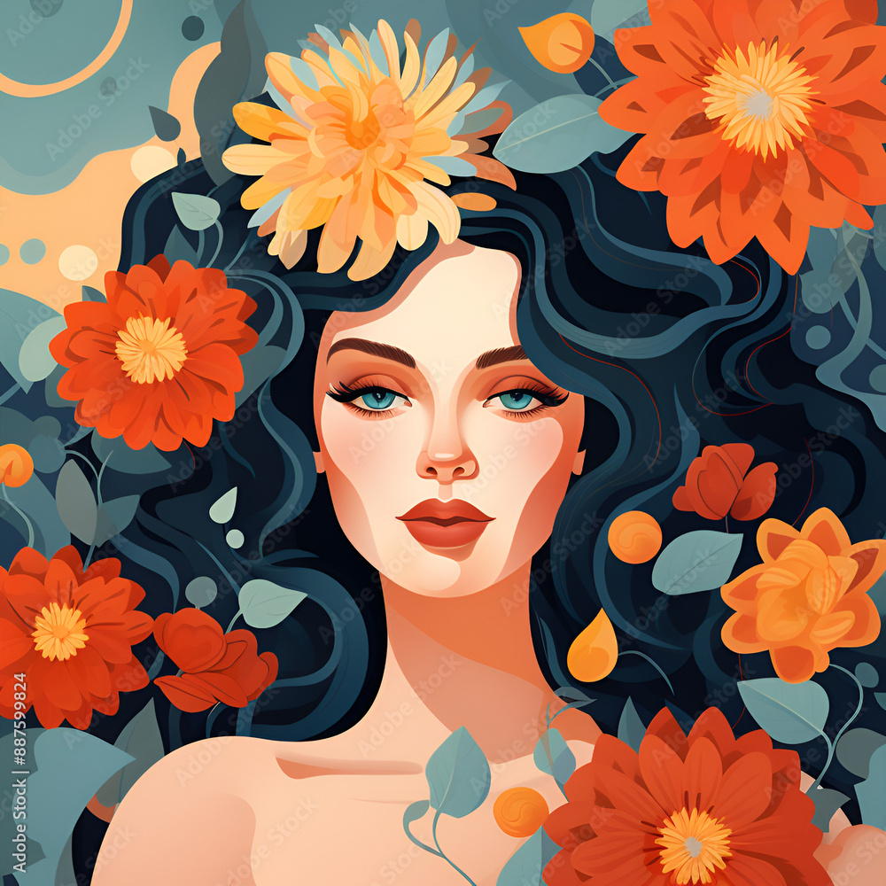 woman with flowers woman with flowers