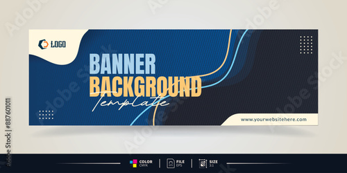 company banner design template with blue color and dynamic shapes