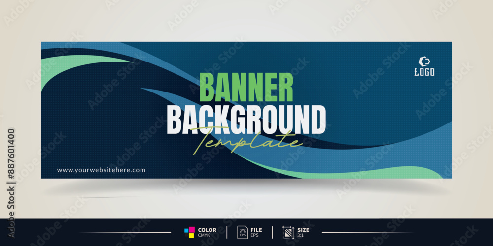 Fototapeta premium company banner design template with blue color and dynamic shapes