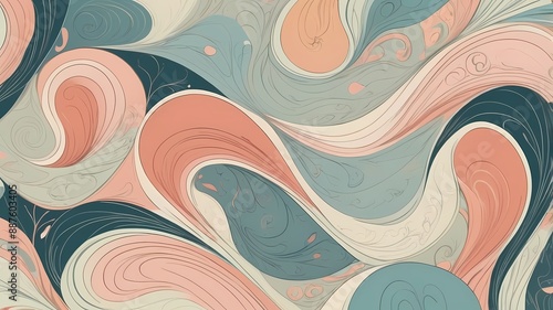 Abstract organic shapes and flowing lines pattern background