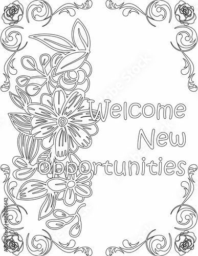 Printable floral coloring page for kids and adults with inspirational quote for self talk and self improvement. it helps to succeed and struggle against life to enjoy the tough journey

