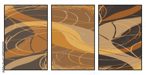 Set of 3 Abstract pattern. Illustration for printing on wall decorations. For use in graphics.