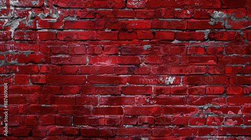 Aged crimson brick wall texture background