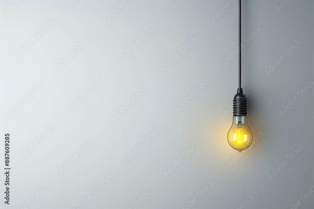 Minimalist single light bulb with yellow glow modern and clean digital illustration Minimalist single light bulb with yellow glow modern and clean digital illustration