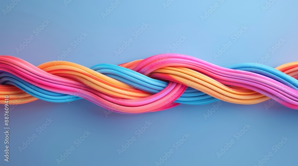 A colorful, twisted, and knotted piece of string A colorful, twisted, and knotted piece of string