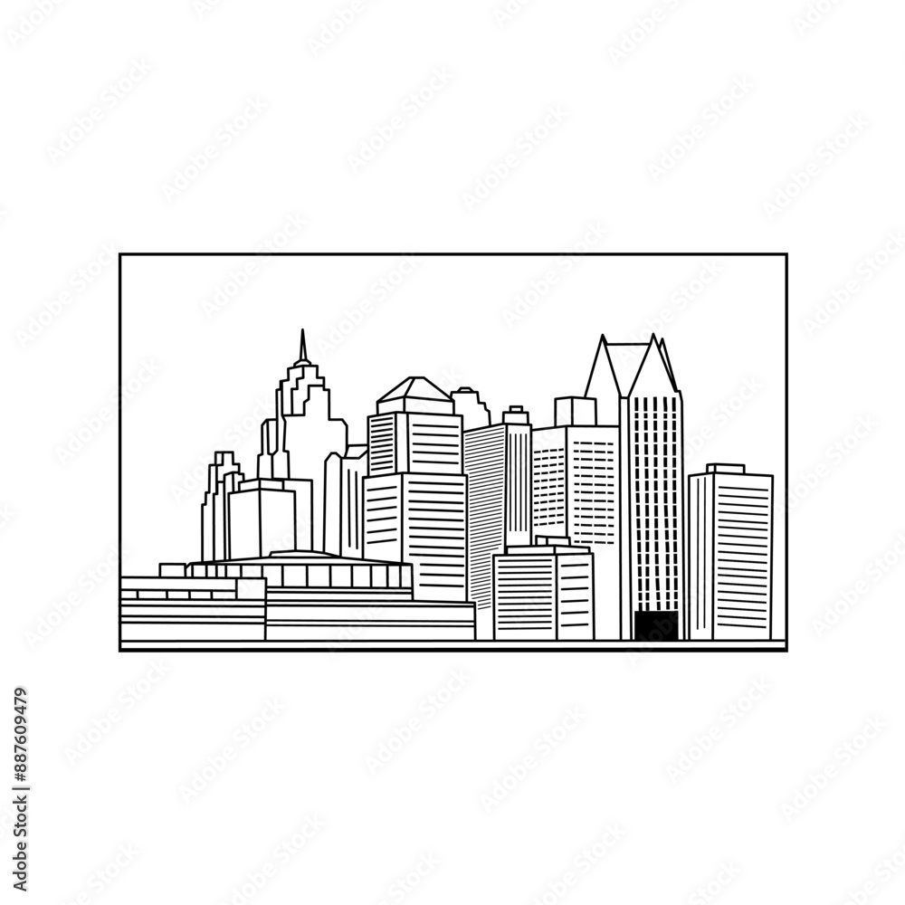 vector illustration of buildings in the state of michigan vector illustration of buildings in the state of michigan