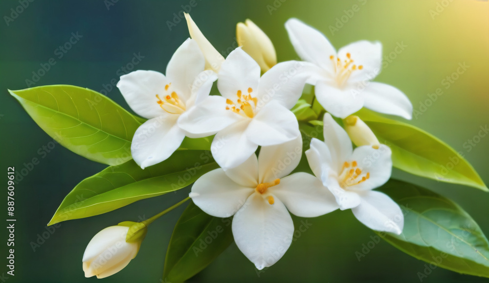 Fototapeta premium Blumen mit weißen Blütenblättern im Focus . KI Generated