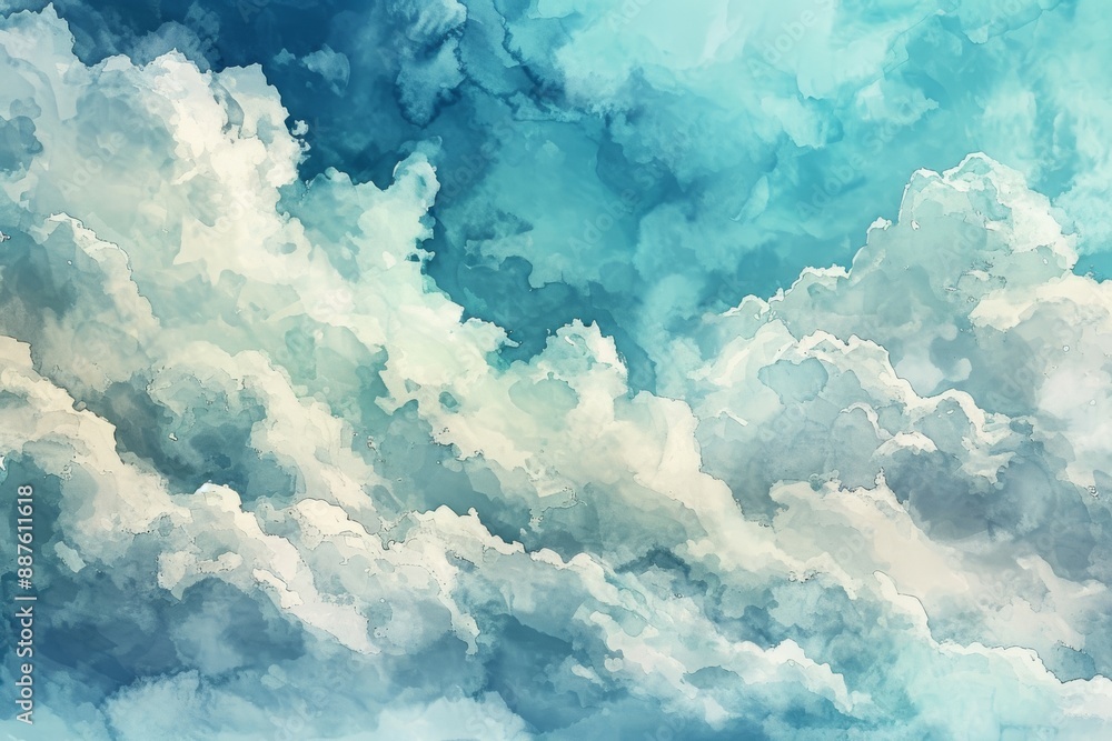 Dreamy Watercolor Cloudy Sky Backgrounds, Ai generated Dreamy Watercolor Cloudy Sky Backgrounds, Ai generated