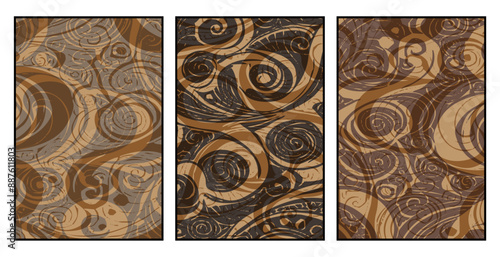 Set of 3 Abstract pattern. Illustration for printing on wall decorations. For use in graphics.