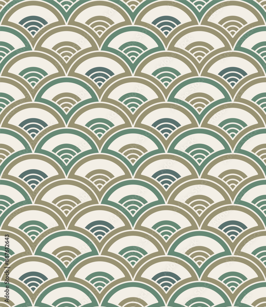 Japanese Circle Fan Wave Vector Seamless Pattern Japanese Circle Fan Wave Vector Seamless Pattern