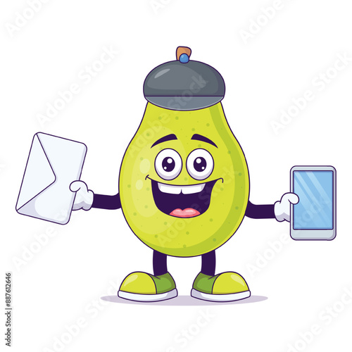 Cute postman pear cartoon vector illustration design