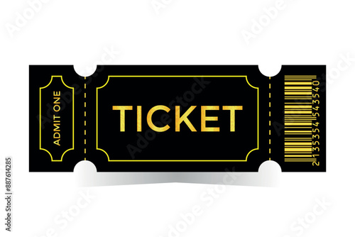 Vip golden premium admit one ticket with barcode