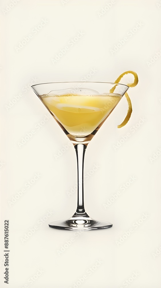 martini with lemon beverage isolated on white background martini with lemon beverage isolated on white background