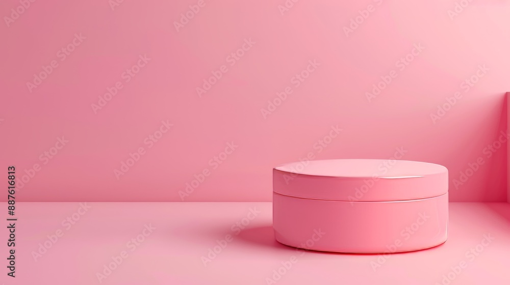 A pink box is sitting on a pink wall A pink box is sitting on a pink wall