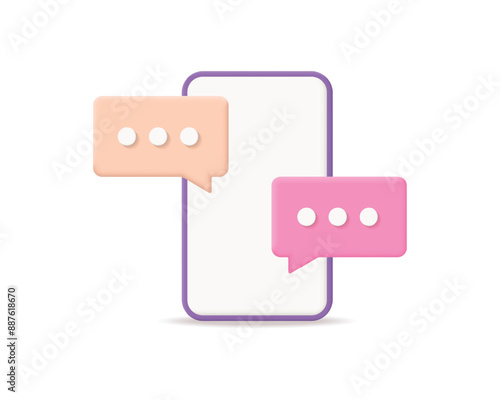 3d realistic smartphone with chat bubble icon vector