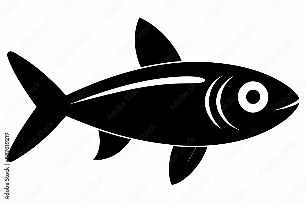 Sardine fish silhouette Vector illustration with a white background